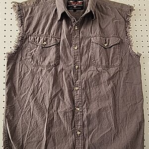 Liquid Blue Men's Sleeveless Button Down Shirt - Black